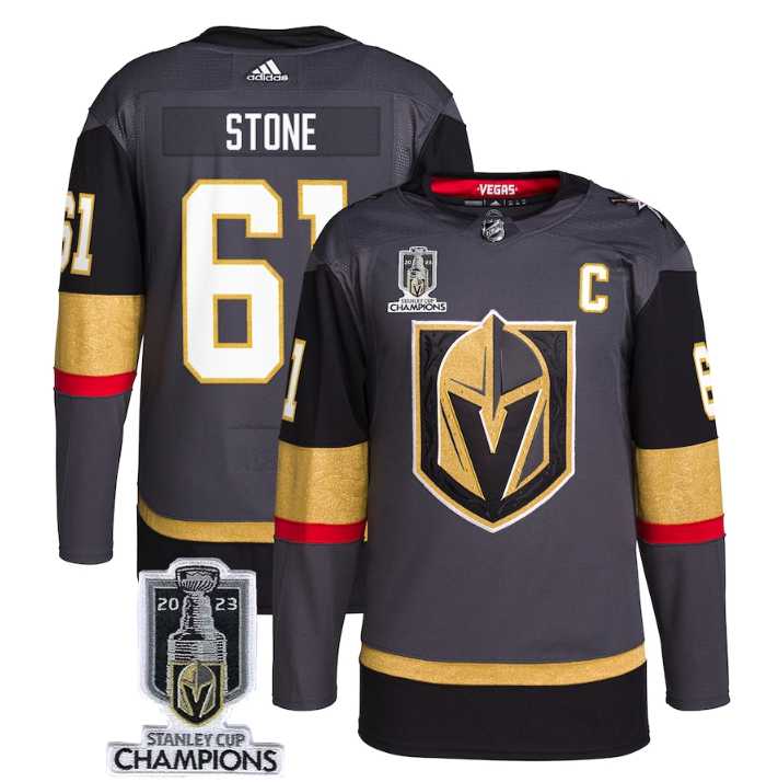 Mens Vegas Golden Knights #61 Mark Stone Gray 2023 Stanley Cup Champions Stitched Jersey->vegas golden knights->NHL Jersey